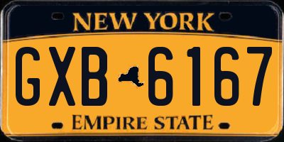 NY license plate GXB6167