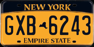 NY license plate GXB6243