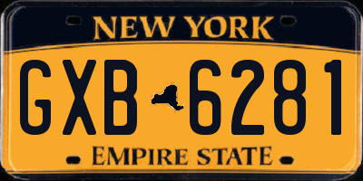 NY license plate GXB6281