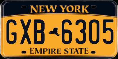 NY license plate GXB6305