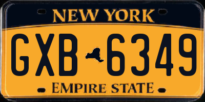 NY license plate GXB6349