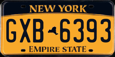 NY license plate GXB6393