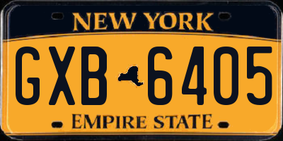 NY license plate GXB6405