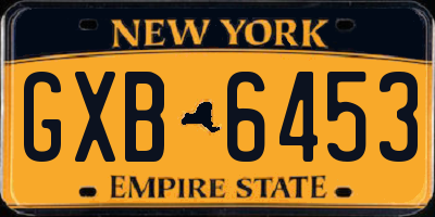 NY license plate GXB6453