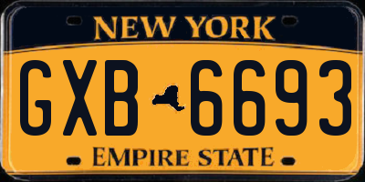 NY license plate GXB6693