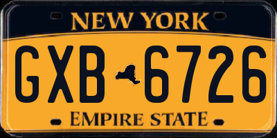 NY license plate GXB6726