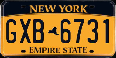 NY license plate GXB6731