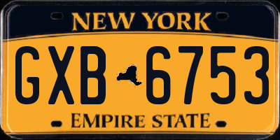 NY license plate GXB6753
