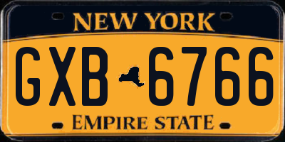 NY license plate GXB6766