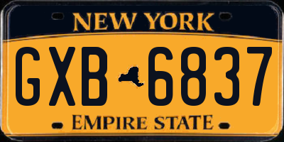 NY license plate GXB6837