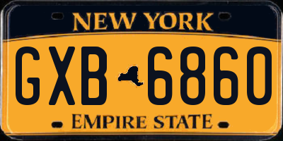 NY license plate GXB6860