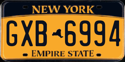 NY license plate GXB6994