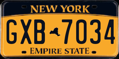 NY license plate GXB7034