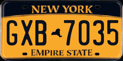 NY license plate GXB7035