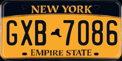 NY license plate GXB7086