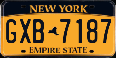 NY license plate GXB7187