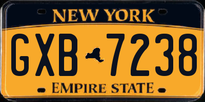 NY license plate GXB7238