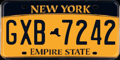 NY license plate GXB7242