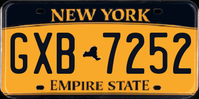 NY license plate GXB7252