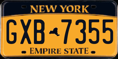 NY license plate GXB7355