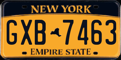 NY license plate GXB7463