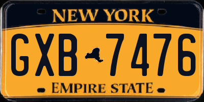 NY license plate GXB7476