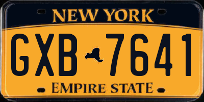 NY license plate GXB7641