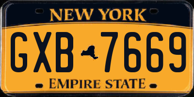 NY license plate GXB7669