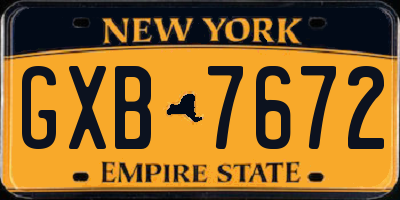 NY license plate GXB7672