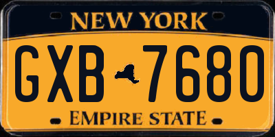 NY license plate GXB7680