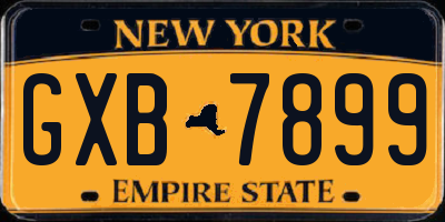 NY license plate GXB7899