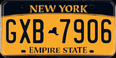 NY license plate GXB7906