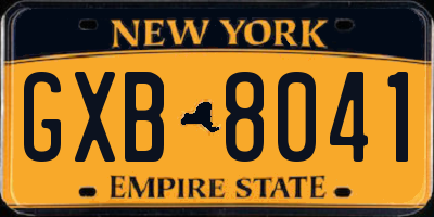 NY license plate GXB8041