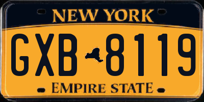 NY license plate GXB8119