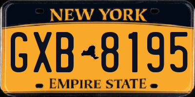 NY license plate GXB8195