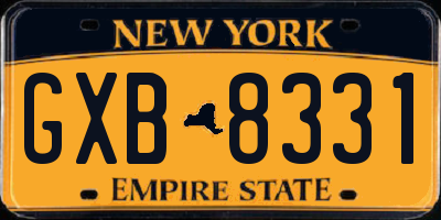 NY license plate GXB8331