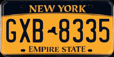 NY license plate GXB8335