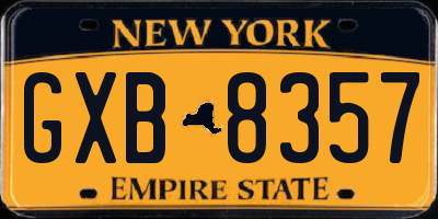 NY license plate GXB8357