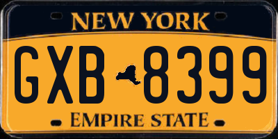 NY license plate GXB8399
