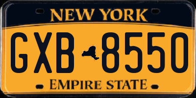 NY license plate GXB8550