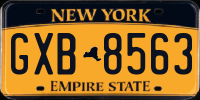 NY license plate GXB8563