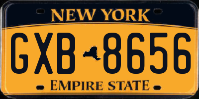 NY license plate GXB8656