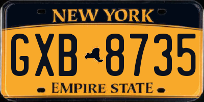 NY license plate GXB8735