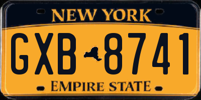 NY license plate GXB8741