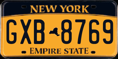 NY license plate GXB8769