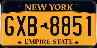 NY license plate GXB8851