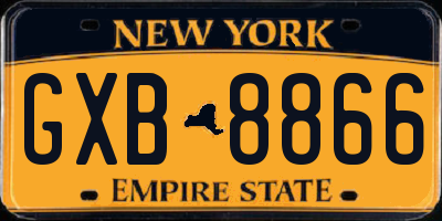 NY license plate GXB8866
