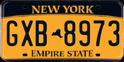 NY license plate GXB8973