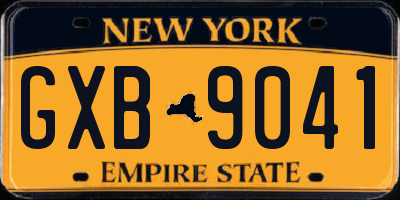 NY license plate GXB9041