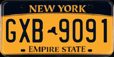 NY license plate GXB9091